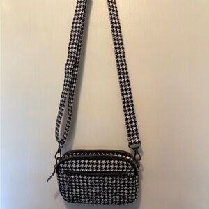 Lugz Supet Coupe Black and White Crossbody Bag with Gingham Pattern